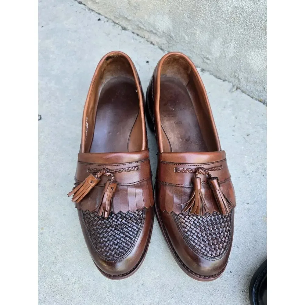 Allen Edmonds Cody Mens Sz 10 D Black & Brown Woven Tassel Loafer Shoes